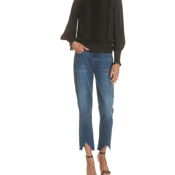 FRAME Le High Straight Asymmetrical Hem Jeans In Kingsway Size 25 - Picture 15 of 15